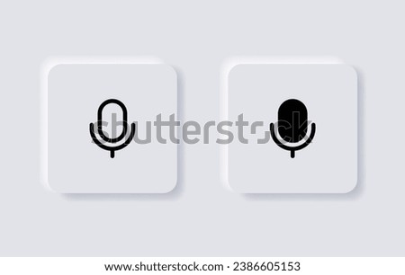 microphone mic icon, voice icon symbol - sound record button. neumorphism buttons. neumorphic style