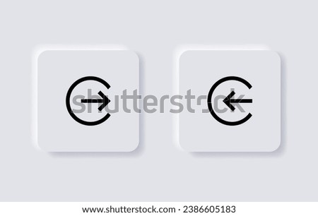 Login logout icon, sign in and sign out symbol, exit and entry icon, inside outside icons, door with arrow symbols. neumorphism buttons. neumorphic style