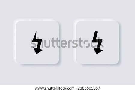 flash thunder power icon, Lightning bolt icon with thunder bolt - Electric power icon symbol. neumorphism buttons. neumorphic style