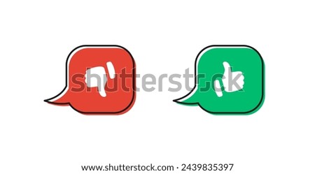 Dos and donts icons in speech bubble line frame - thumbs up or thumb down. Like or dislike - do's and don'ts frames - true or false - Dos and dont in outline frame	
