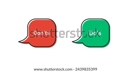 Dos and donts icons in speech bubble line frame - do's and don'ts frames - true or false - Dos and dont in outline frame