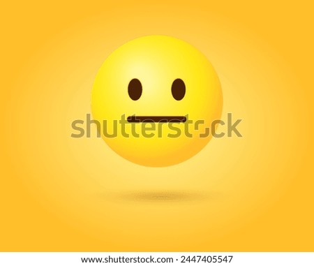 3d neutral emoji Face with open eyes, normal emoticon face with neutral mouth