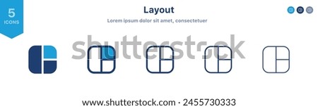 Layout icon, photo grid icon, dashboard page sign button, photos frame collage icon - editing workspace sidebar icons	
