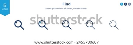 search icon button - magnifying glass loupe sign symbol, magnifier icon	
