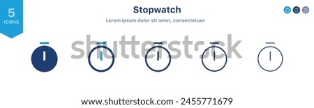 Stopwatch and timer icon set. time and clock icons set in flat style, timer symbol watch later sign in filled, line, outline icon for ui apps and website