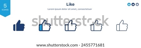 like icon button, thumbs up icon symbol sign. Line flat style - recommended button in round circle - thumb finger up symbol