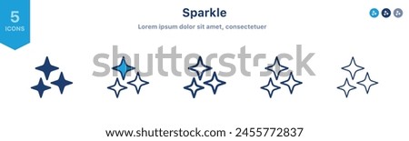 Sparkle stars icon set. Shine icons for app user interface and web elements	
