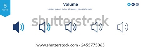 Audio speaker volume icon set. web video sound icons audio voice symbol for media music app - Sound volume level icon, Adjustment settings slider icon	
