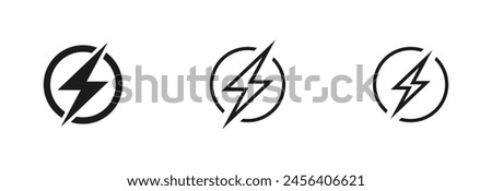 flash thunder power icon, flash lightning bolt icon with thunder bolt - Electric power icon symbol - Power energy icon sign in filled, thin, line, outline and stroke style for apps and website	

