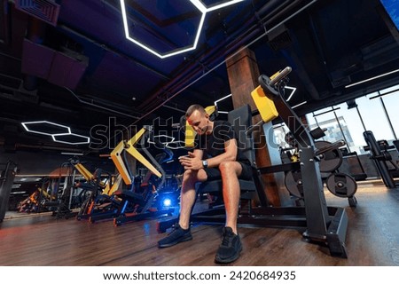 Similar – Image, Stock Photo Athletic caucasian man sitting on bed of massage salon