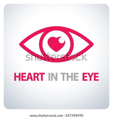 Heart in the eye symbol icon. Vector, illustration.