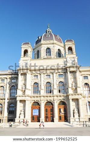 VIENNA, AUSTRIA - JULY 9, 2011: Tourist visit the History Museum (Kunsthistorisches Museum), one of the most important attractions in the Museum Quarter in Vienna.