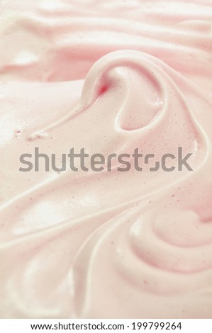 Fresh smooth strawberry mousse close up