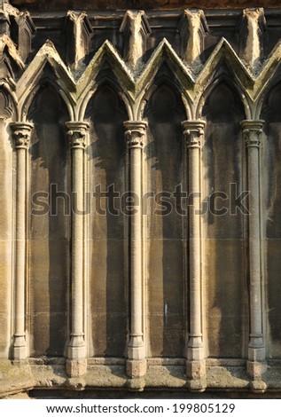 Medieval gothic architectural detail in Paris, France