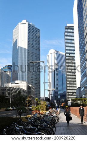 TOKYO, JAPAN - DECEMBER 28, 2011: Administrative government buildings in Shinjuku, major district of the Japanese capital city