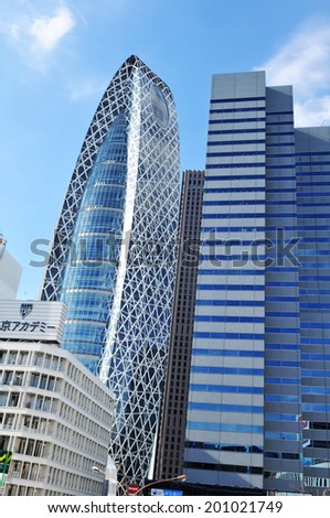 TOKYO, JAPAN - DECEMBER 28, 2011: Modern architecture in Shinjuku, major commercial and administrative center of Tokyo