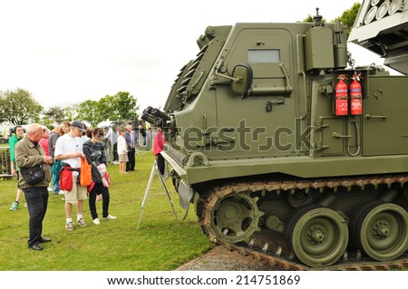 NOTTINGHAM, UK - MAY 25, 2011: Military forces and equipment displayed at the Armed Forces Day in Nottingham