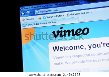LONDON, UK - FEBRUARY 3, 2011: Close up of Vimeo official website on laptop screen (illustrative editorial)
