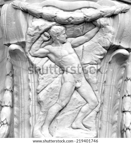 Architectural detail of the triumphal monument in Berlin, Germany