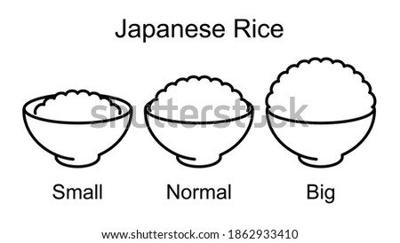 Japanese cooked rice. 3 types by size.