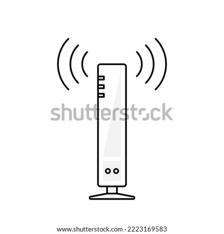 Wireless router clip art. Monochrome outline style.