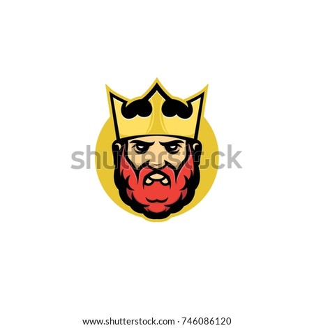 king head in crown with beard vector illustration