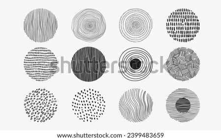 Hand drawn circles isolated on white background. Line sketch trendy set. Vector circular scribble doodle circle, round shapes. Pen graffiti bubble. Modern abstract black contemporary design element. 
