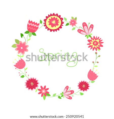 Spring wreath of flowers. Spring and flowers