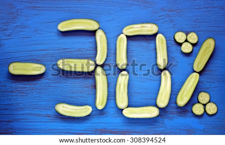 The halves of cucumbers in the form of an inscription of  \