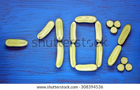 The halves of cucumbers in the form of an inscription of \