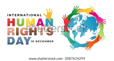 illustration of International human rights day awareness months vector design, 10 December illustration with globe and hands. for poster, flyer, banner, and symbol of humanity and life Сток-фото © 