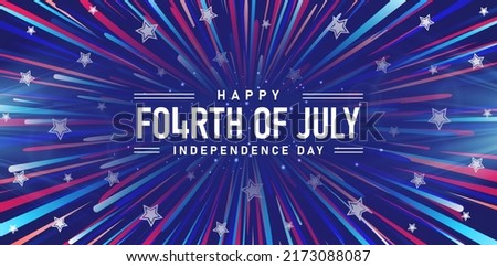 background with blue stars burst fourth of july for website header, corporate sign business, social media posts, advertising agency, wallpaper, backdrops, landing page, advertisement marketing events