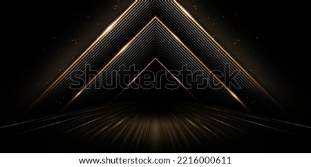 illustration abstract geometric triangle golden lines tunnel lights for ecommerce signs retail shopping, advertisement business agency, ads campaign marketing, email newsletter, landing pages, header