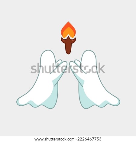 Vector logo of two ghosts reaching for torches
