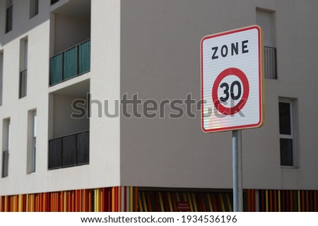 Similar – Image, Stock Photo Traffic sign 30 zone. Speed limit.