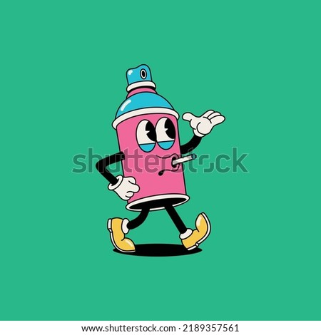 Spray paint can cartoon character vector illustration with unique style is perfect for stickers, icons, logos and advertisements