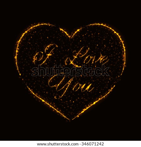 Heart And The Inscription Inside, I Love You Of Lights Stock Photo ...