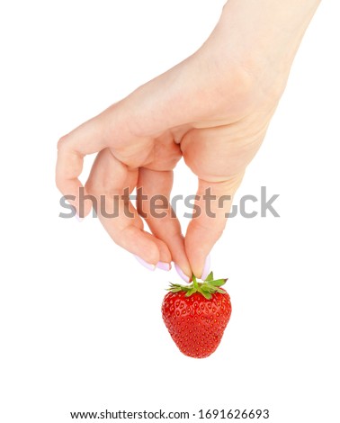 Similar – Image, Stock Photo Hand holding strawberry