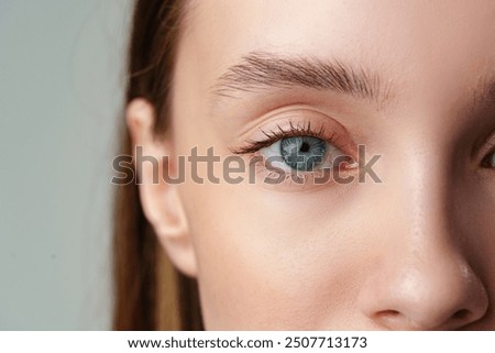 Close Up of Woman's Blue Eyes With Natural Makeup