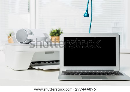 Laptop and printer.