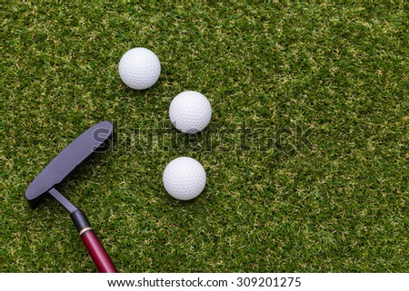 Mini golf equipment on the grass