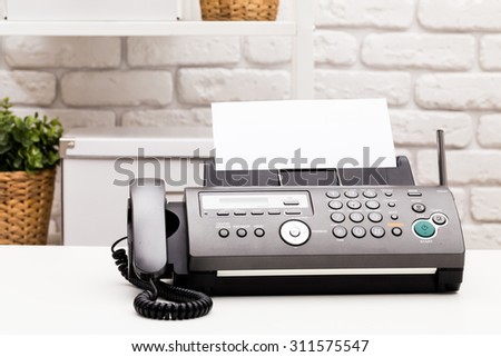Fax machine close up, office equipment