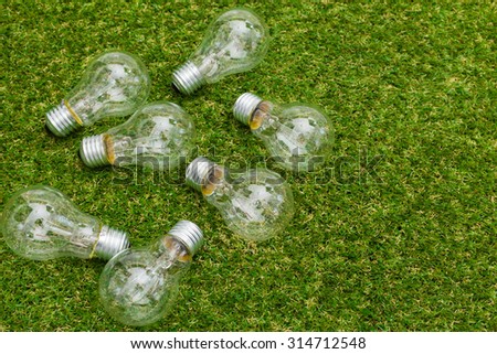 Light bulb on grass, ecology concept