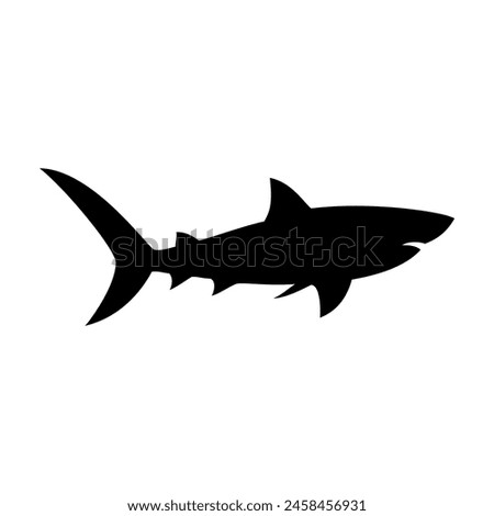 Shark silhouette flat illustration on isolated background