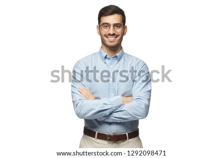 Image, Stock Photo Handsome young bearded man under the sunset