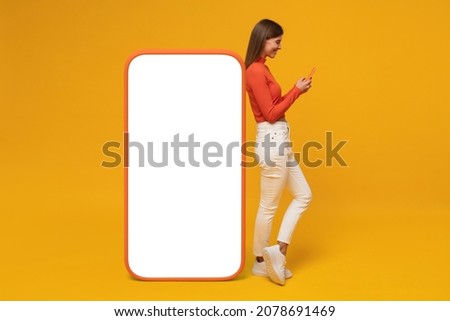 Similar – Image, Stock Photo Young woman standing near sea