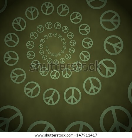 Dark olive green  stylish old 3d graphic with peacefully peace label  on vintage background