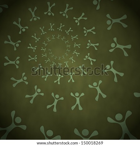 Dark olive green  happy happiness 3d graphic with little happy character label  on vintage background