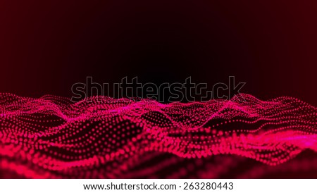Abstract red waves and particles, background image for your design