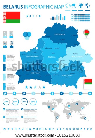 Belarus infographic map and flag - High Detailed Vector Illustration